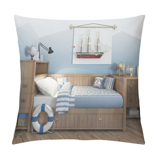 Personality  Baby Bed For A Young Teenager In A Ship Style With A Lifeline Pillow Covers