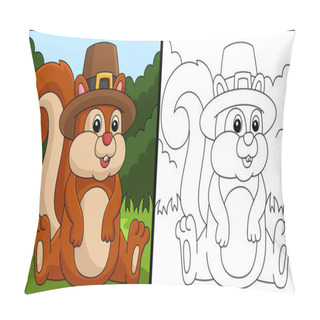 Personality  Thanksgiving Squirrel Pilgrim Hat Illustration Pillow Covers
