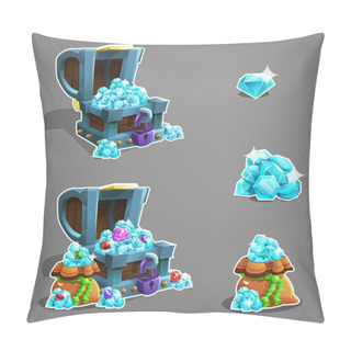 Personality  Set Of Cartoon Gems In Chest And Bag  Pillow Covers