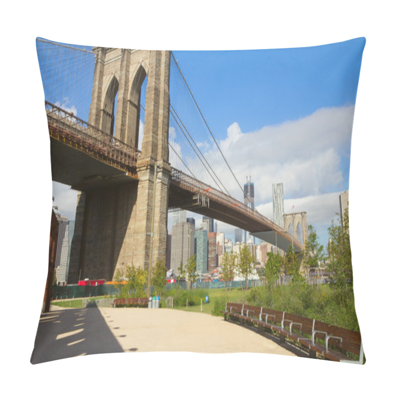 Personality  Park With Benches Near The Brooklyn Bridge Pillow Covers