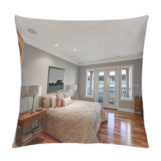 Personality  Chic Master Bedroom Interior With Private Balcony Pillow Covers