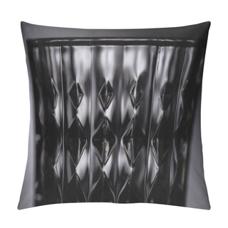 Personality  Close Up View Of Empty Faceted Shot Glass On Dark Background Pillow Covers