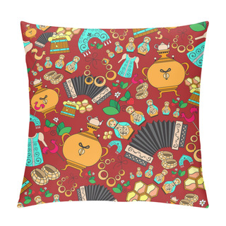 Personality  Vector Endless Background With Symbols Of Russia Pillow Covers