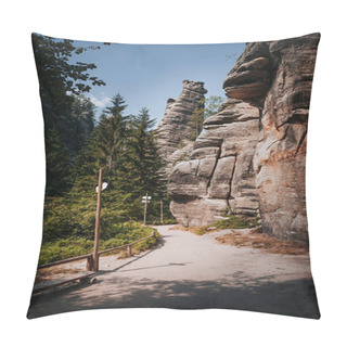 Personality  Tourist Track In Adrpach Teplice Rocks Which Are An Unusual Set Of Sandstone Formations Pillow Covers