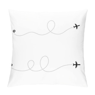 Personality  Airplane Dotted Path. Dash Travel Line Route Point Aircraft Path Flight Map Trip Plan Airline Trace. Plain Path Vector Pillow Covers