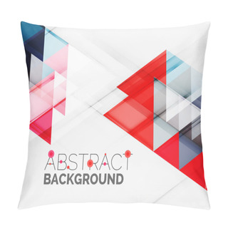 Personality  Transparent Overlapping Triangles On White. Business Or Technology Minimal Futuristic Template Pillow Covers