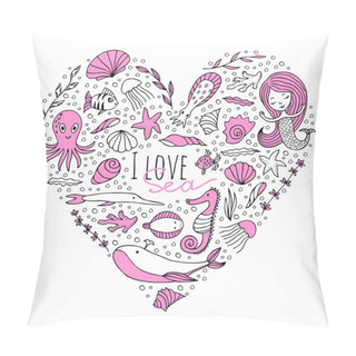 Personality  Vector Set Of Marine Life. Pillow Covers