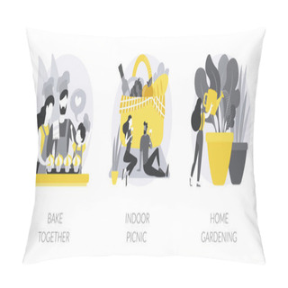 Personality  Family Fun During Quarantine Abstract Concept Vector Illustrations. Pillow Covers