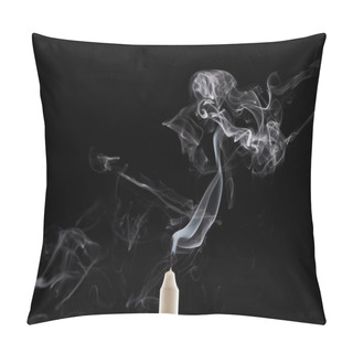 Personality  Extinct White Candle With Smoke On Black Background Pillow Covers