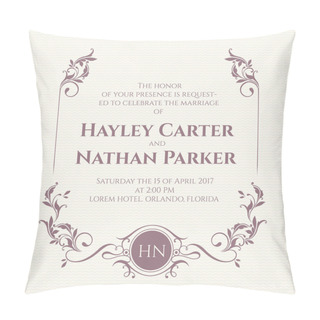 Personality  Wedding Invitation. Decorative Floral Frame And Monogram. Pillow Covers