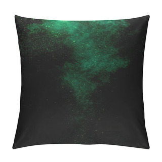 Personality  Green Colorful Holi Paint Explosion On Black Background Pillow Covers