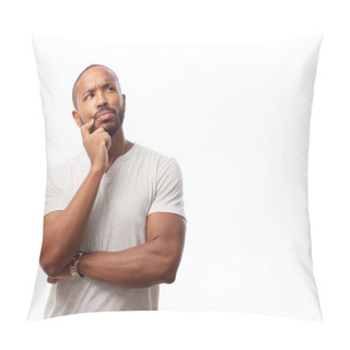 Personality  Young Cool Black Man Doubting Pillow Covers