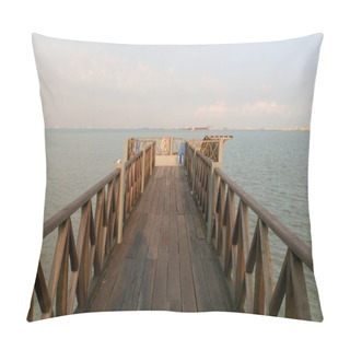 Personality  Tanjung Piai Jetty Against Blue Sky, Located At Pontian, Johor, Malaysia Pillow Covers