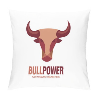 Personality  Simple Bull Head Vector Logo Concept Illustration, Buffalo Head Logo, Bull Head Logo Pillow Covers