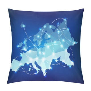 Personality  Europe Map Polygonal With Spot Lights Places Pillow Covers