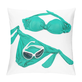Personality  Green Bikini With Sunglasses Pillow Covers