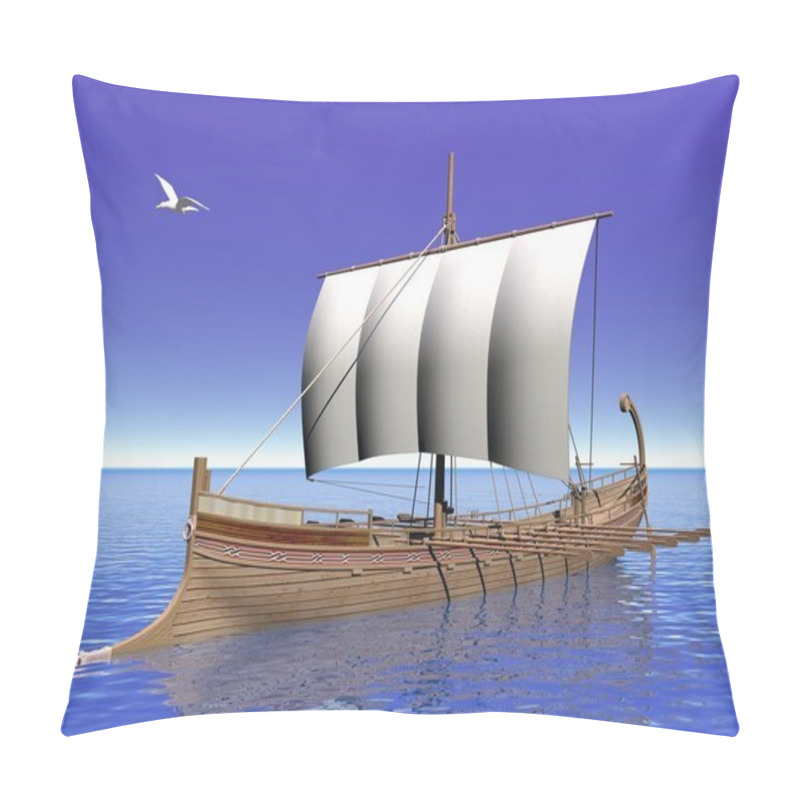Personality  Greek boat - 3D render pillow covers
