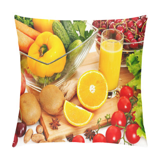 Personality  Fresh Vegetable On Wooden Boards. Pillow Covers