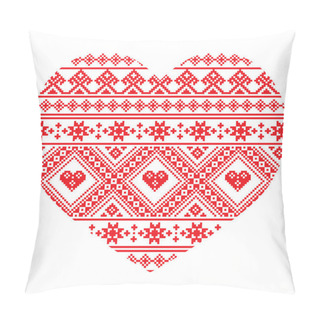 Personality  Traditional Ukrainian Folk Art Heart Knitted Red Embroidery Pattern Pillow Covers