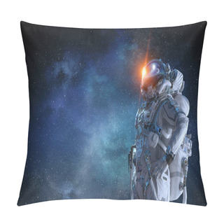 Personality  Spaceman And His Mission. Mixed Media Pillow Covers