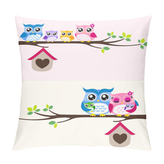 Personality  Happy Owl Family Pillow Covers