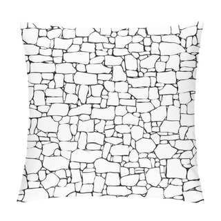 Personality  Seamless Wall From Stones Of Different Sizes (drawn With Ink). Pillow Covers