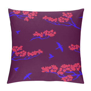 Personality  Seamless Pattern Of Sakura Tree Pillow Covers