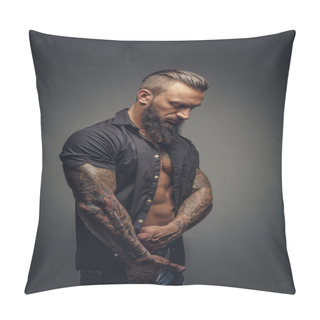 Personality  Tattooed Male In Black Shirt Pillow Covers