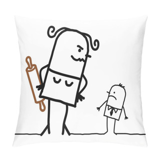 Personality  Cartoon Big Wife And Little Husband Pillow Covers