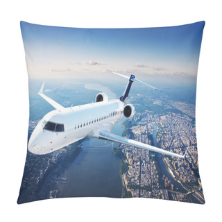 Personality  Private Jet Plane In The Blue Sky Pillow Covers