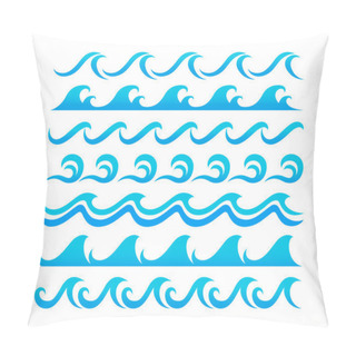 Personality  Water Waves Design Elements Vector Set Pillow Covers