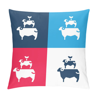 Personality  Animals Blue And Red Four Color Minimal Icon Set Pillow Covers
