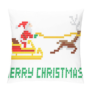 Personality  Pixel Art Christmas Santa And Sled Pillow Covers