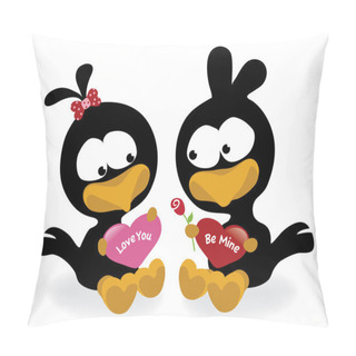 Personality  Valentine Birds Holding Hearts Pillow Covers