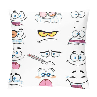 Personality  Vector Illustration Of Cartoon Set Of Faces Pillow Covers