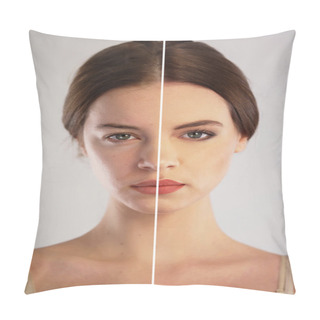 Personality  Before And After Make-up Pillow Covers