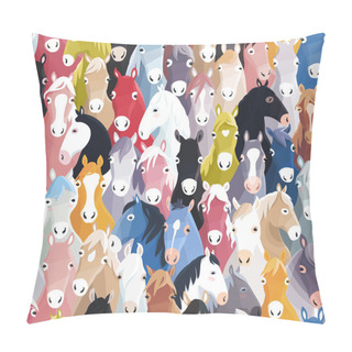 Personality  Seamless Pattern Background With Colourful Cartoon Horses Pillow Covers