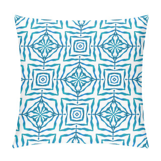 Personality  Repeating Striped Hand Drawn Border. Blue  Pillow Covers