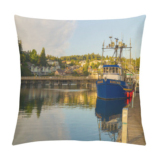 Personality  Newport, Oregon, USA, June 10, 2020. Port Of Newport. Fishing Boats. Pillow Covers