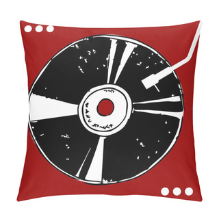 Personality  Vinyl Disc On Red Background. Pillow Covers