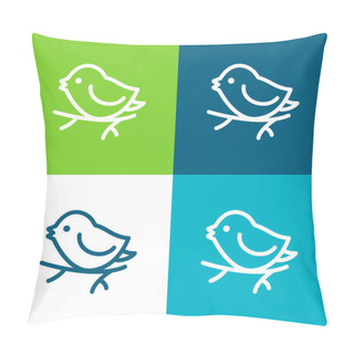 Personality  Bird On Branch Flat Four Color Minimal Icon Set Pillow Covers
