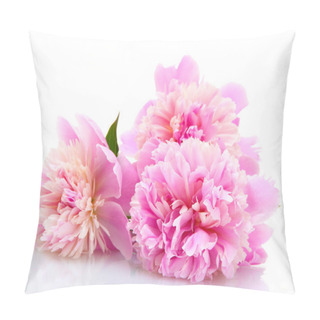 Personality  Pink Peonies Flowers Isolated On White Pillow Covers