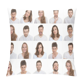 Personality  Set Of Different Male And Female Faces Pillow Covers