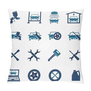 Personality  Auto Service And Repair Flat Icon Set Pillow Covers