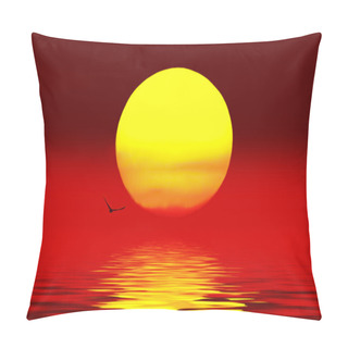 Personality  Birds Flying Above The Sunset.on Lake Pillow Covers