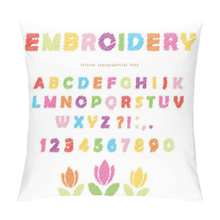 Personality  Embroidery Colorful Font Design. Isolated On White. Pillow Covers