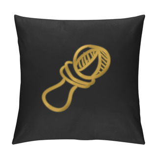 Personality  Ball On Toy Entertaining Object Gold Plated Metalic Icon Or Logo Vector Pillow Covers