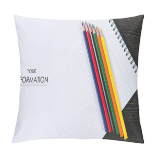 Personality  Colored Pencils Crayons And Notebook Photo Above Pillow Covers