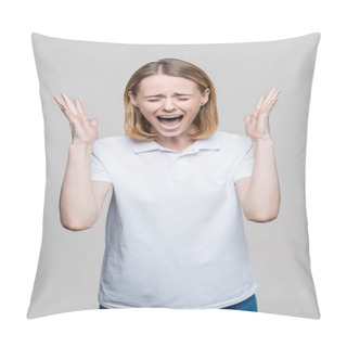 Personality  Yelling Stressed Woman Pillow Covers