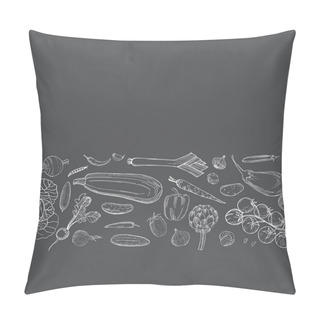 Personality  Vector Background With  Hand Drawn Vegetables. Sketch  Illustration.   Pillow Covers